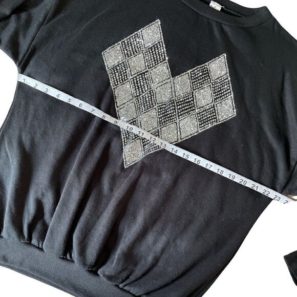 Vintage Sparkly Silver Glitter Heart design sweatshirt - Picture 3 of 7